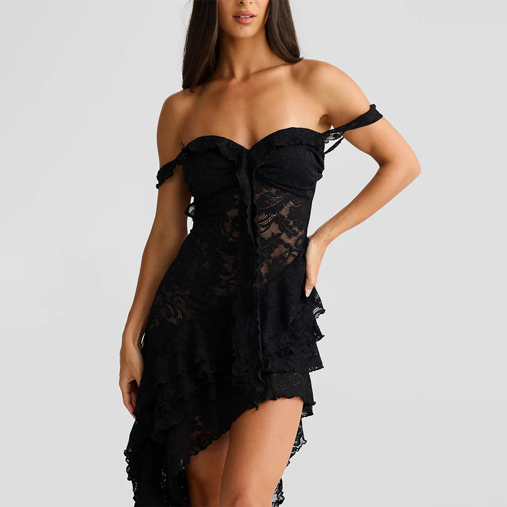 Off-Shoulder Ruffled Mini Dress