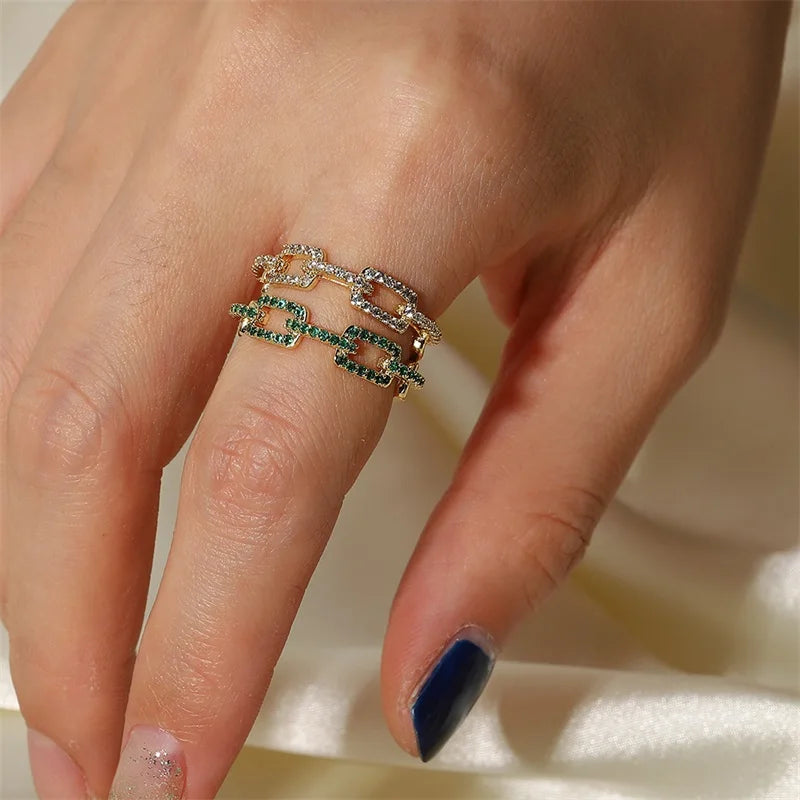 Crystal Link Band Ring