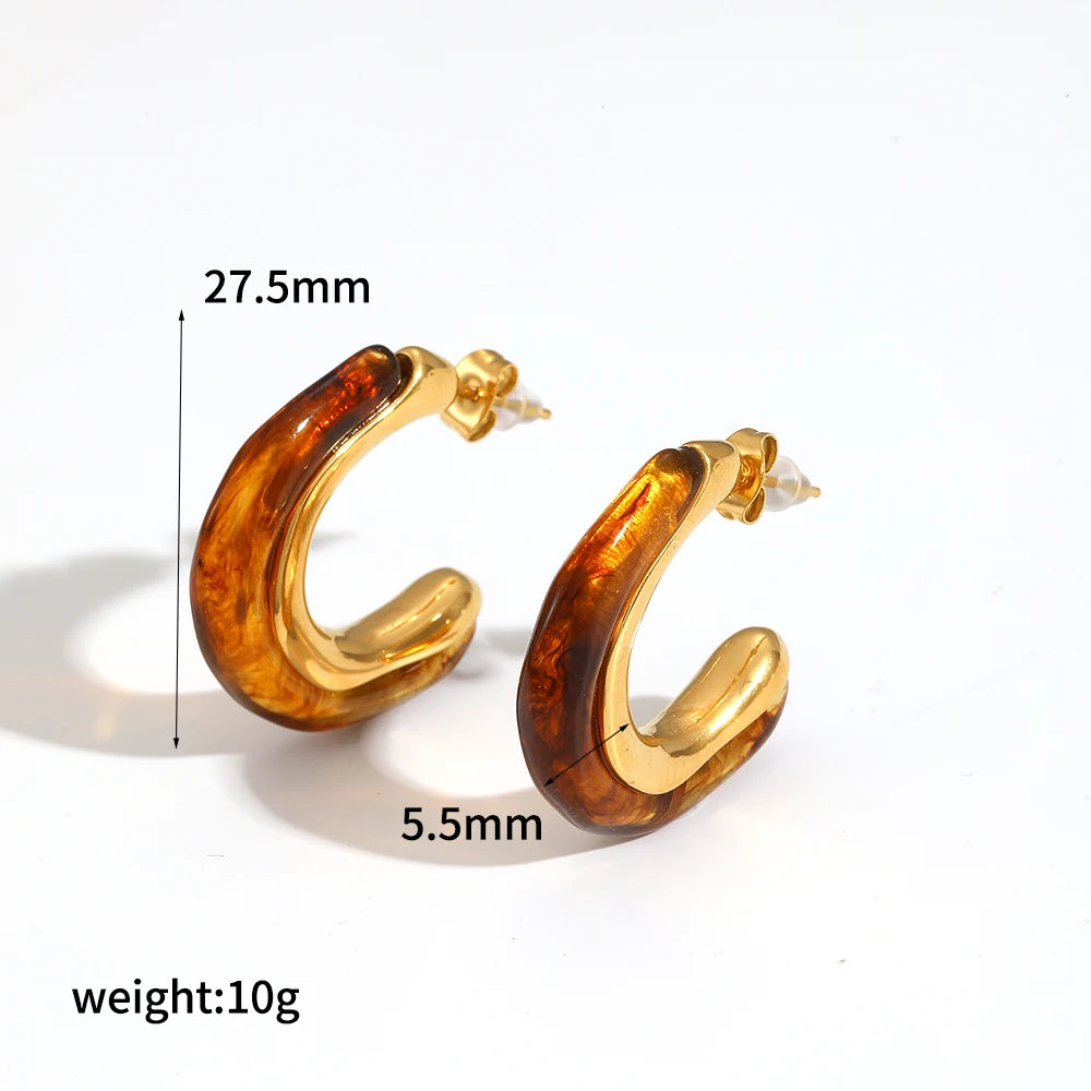 Resin & Gold Hoop Earrings