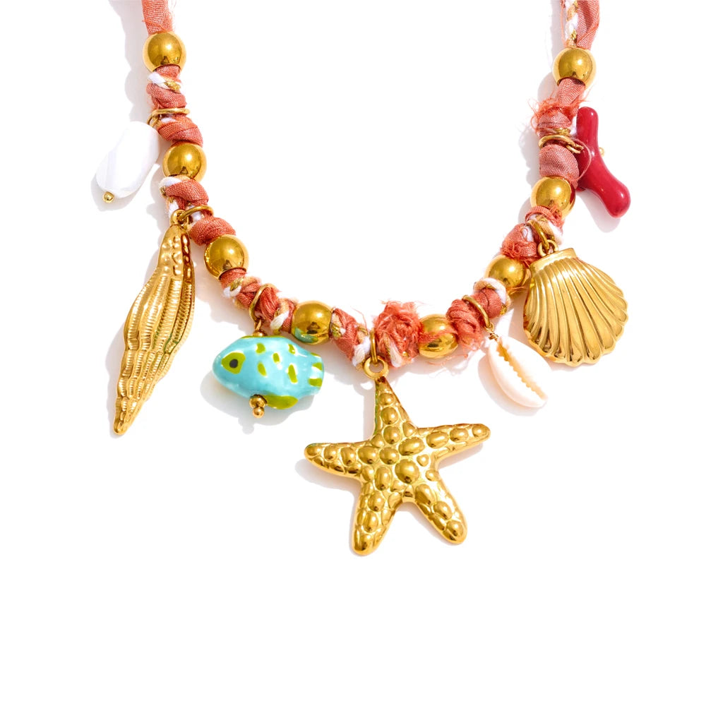 Beach Charm Statement Necklace
