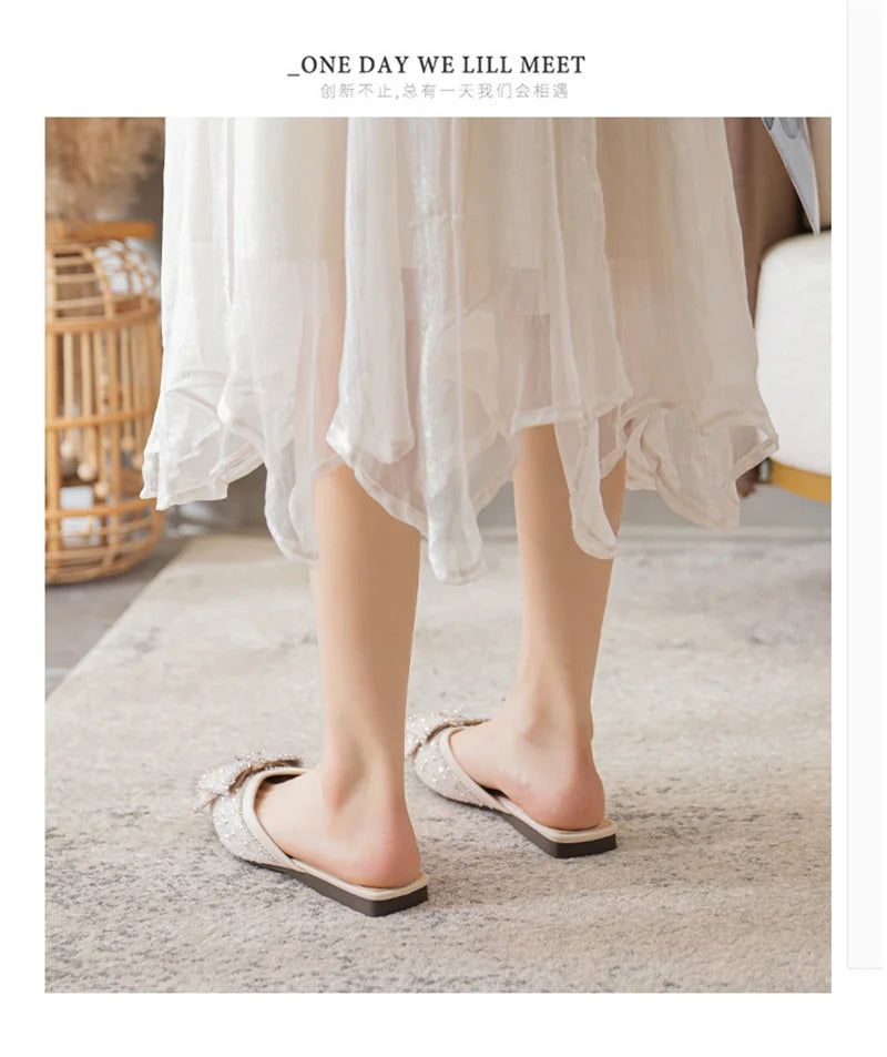 Crystal Bow Pointed Flats