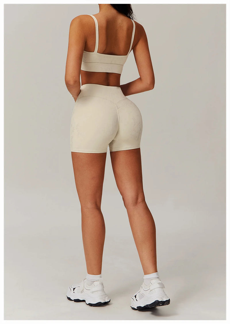 Seamless Textured Sports Bra & Biker Shorts Set