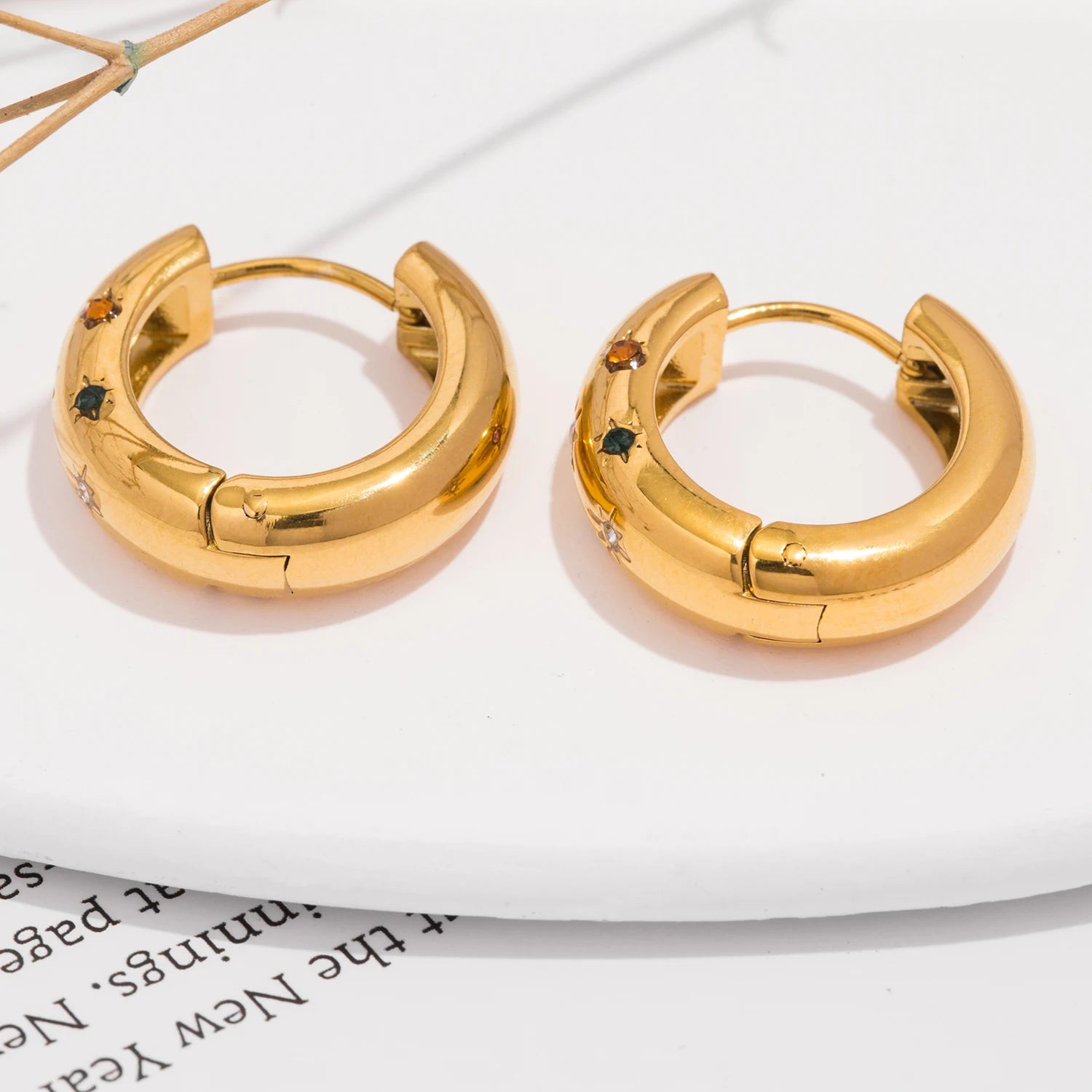 Starburst Gemstone Hoop Earrings