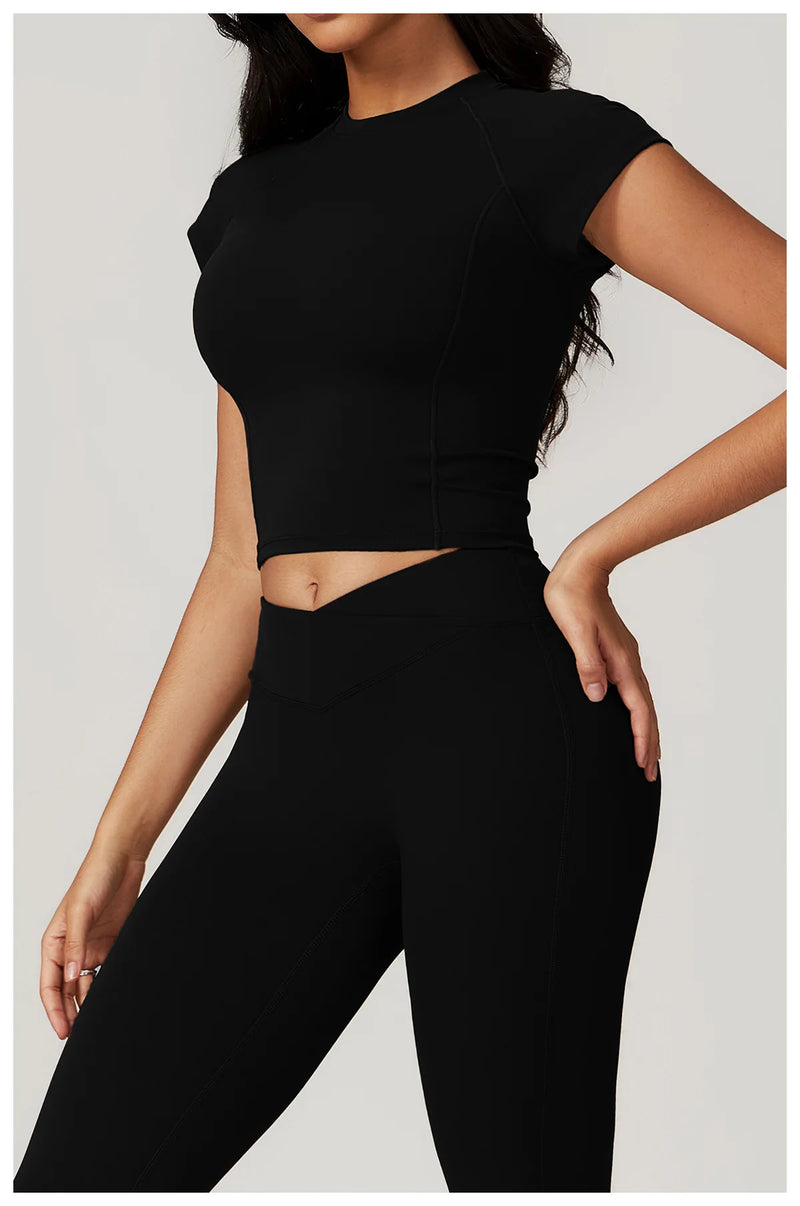 Short Sleeve Workout Crop Top