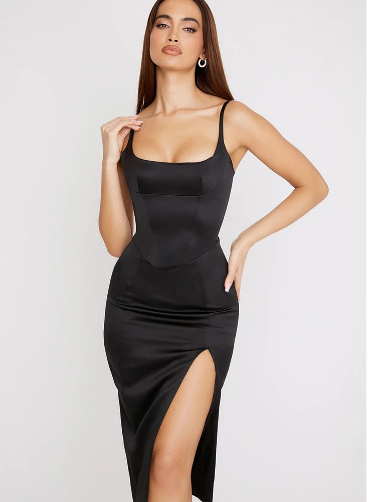 Midnight Muse Satin Dress