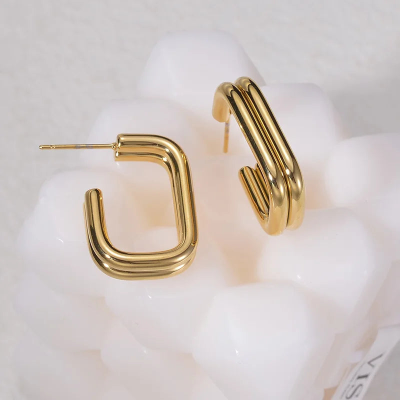 Geometric Gold Hoop Earrings
