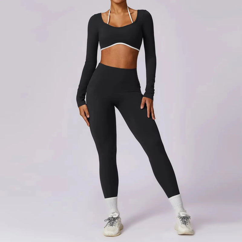 Square Neck Long Sleeve Leggings Set