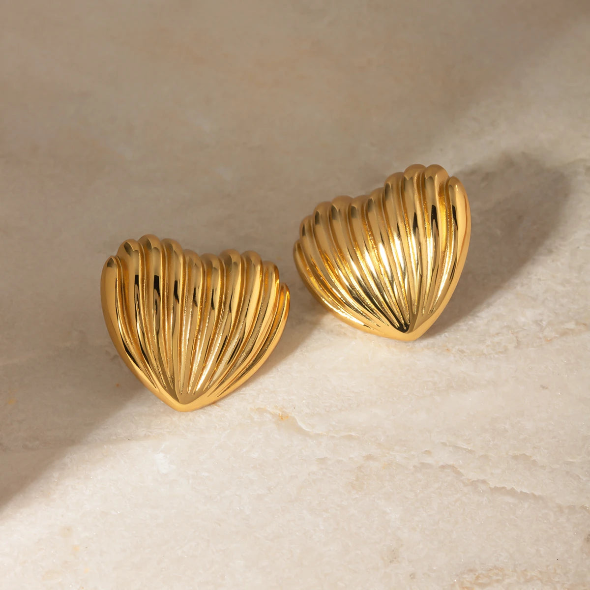 Vintage Shell Fan Stud Earrings