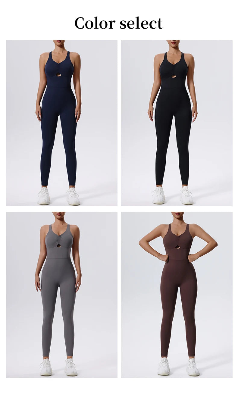 Zipper One-Piece Sportswear for Workout & Yoga