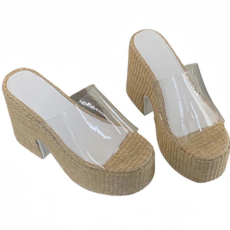 Woven Platform Slide Sandals