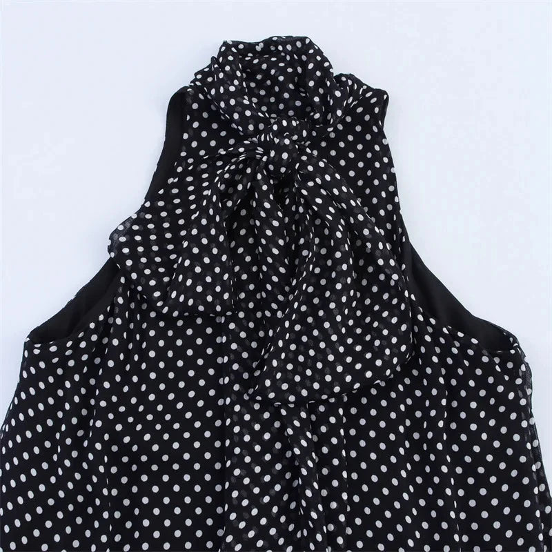 Polka Dot High Neck Swing Maxi Dress