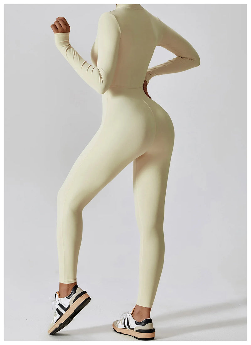 Long Sleeve Zip Fitness Jumpsuit