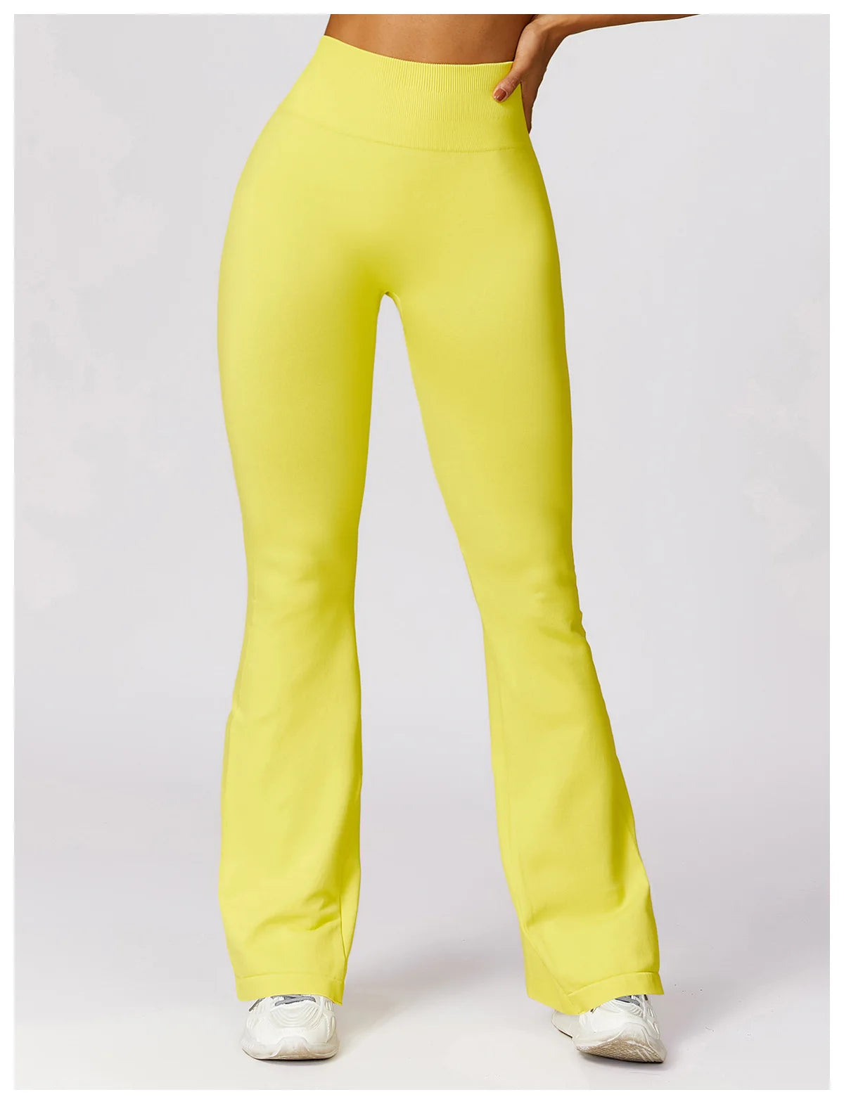 Ribbed Waist Flared Leggings