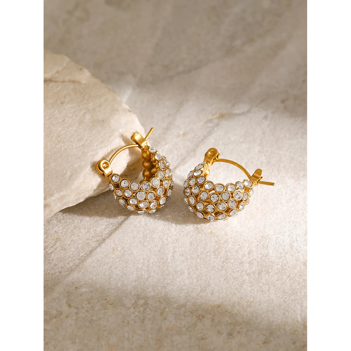 Pearl Cluster V Hoop Earrings