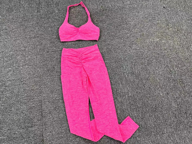 Halter Bra & Pocket Leggings Workout Set