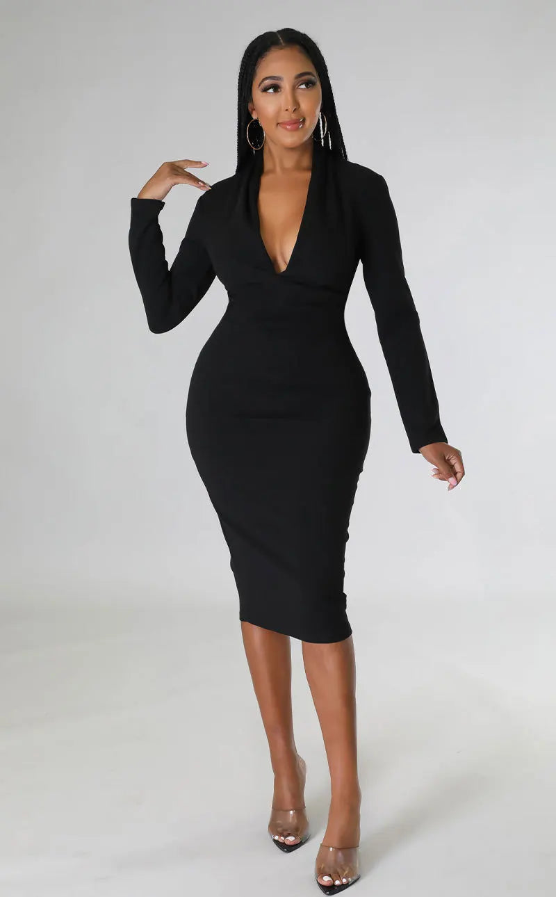 Elegant White Long Sleeve Bodycon Dress