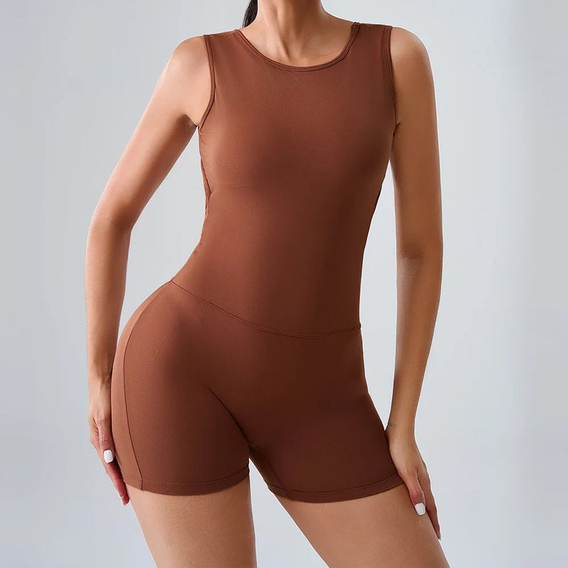 Open Back Biker Short Romper