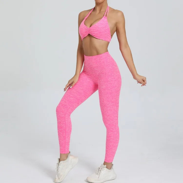 Halter & Ruched Leggings Workout Set