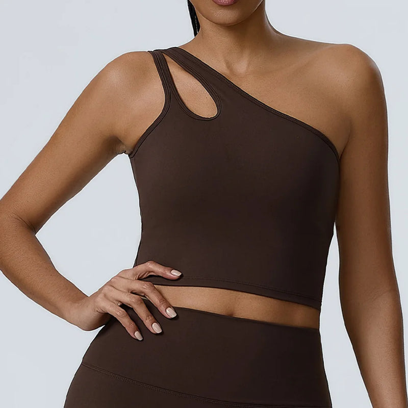 One-Shoulder Cutout Crop Top & High-Waist Leggings Set
