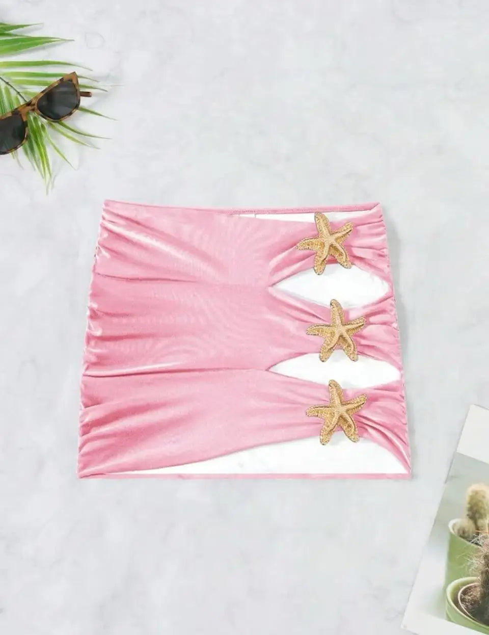 Starfish Accent Ruched Mini Skirt