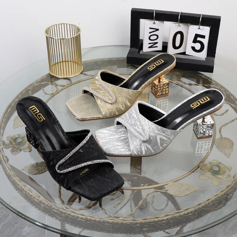 Embellished Block Heel Mules