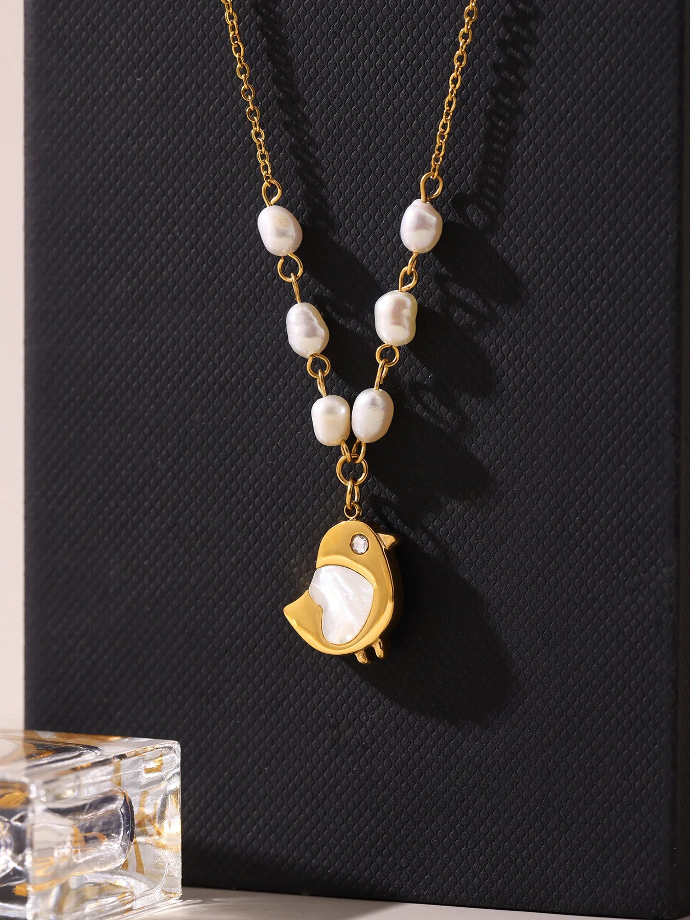 Pearl & Bird Charm Necklace