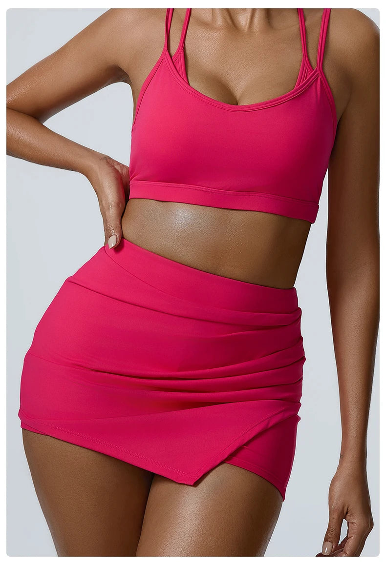 Ruched High-Waisted Athletic Skirt