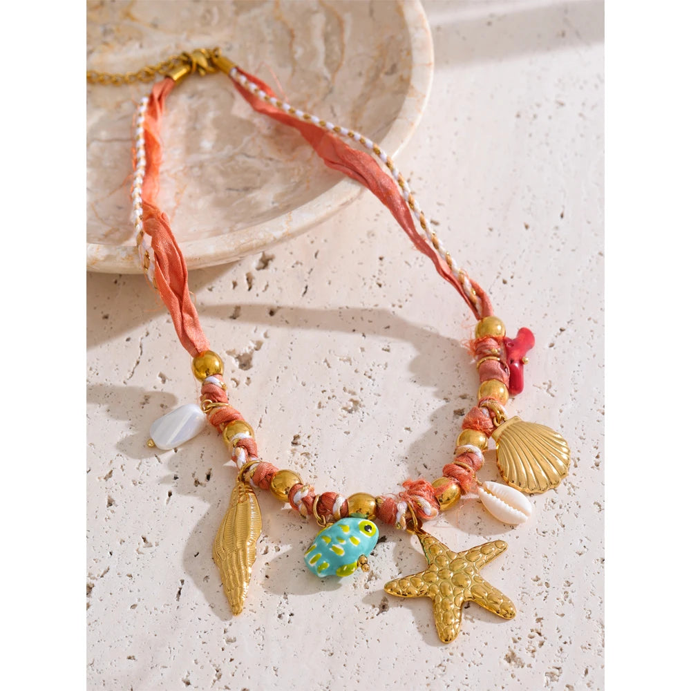 Beach Charm Statement Necklace