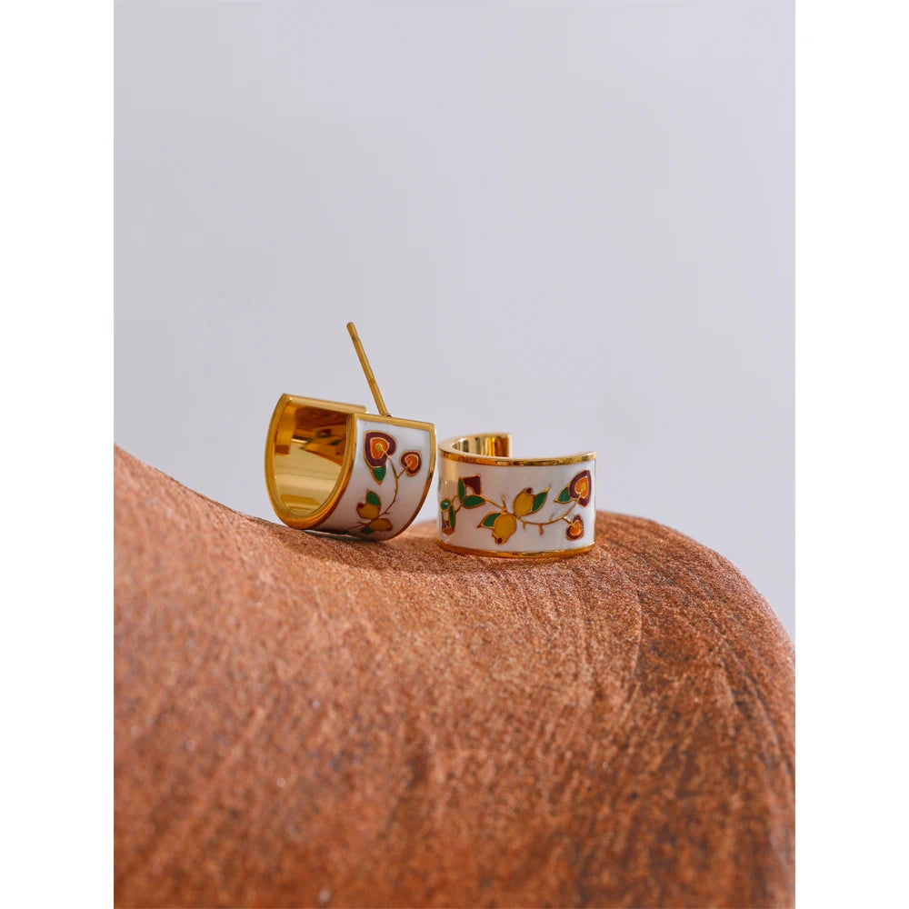 Citrus Garden Enamel Hoop Earrings