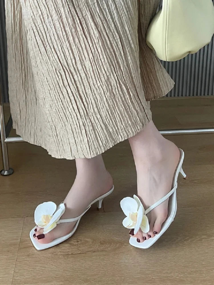 Orchid Accent Slip-On Sandals