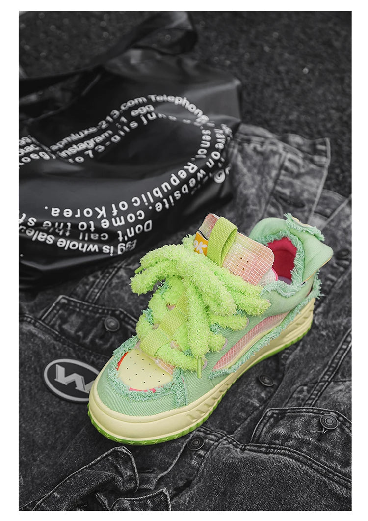 Fuzzy Lace Retro Sneakers