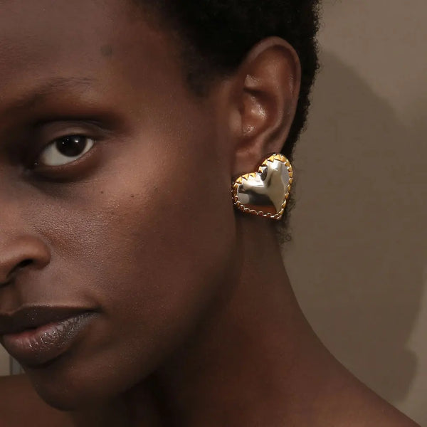 Mixed Color Heart Stud Earrings