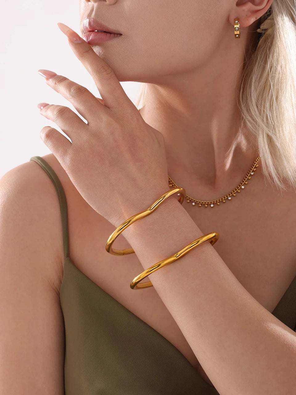 Organic Open Heart Bangle Bracelet