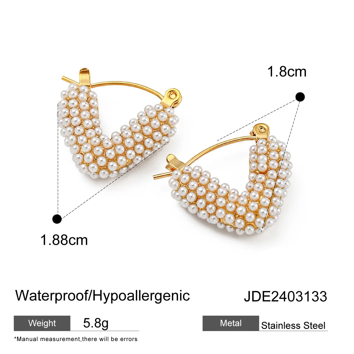 Pearl Cluster V Hoop Earrings
