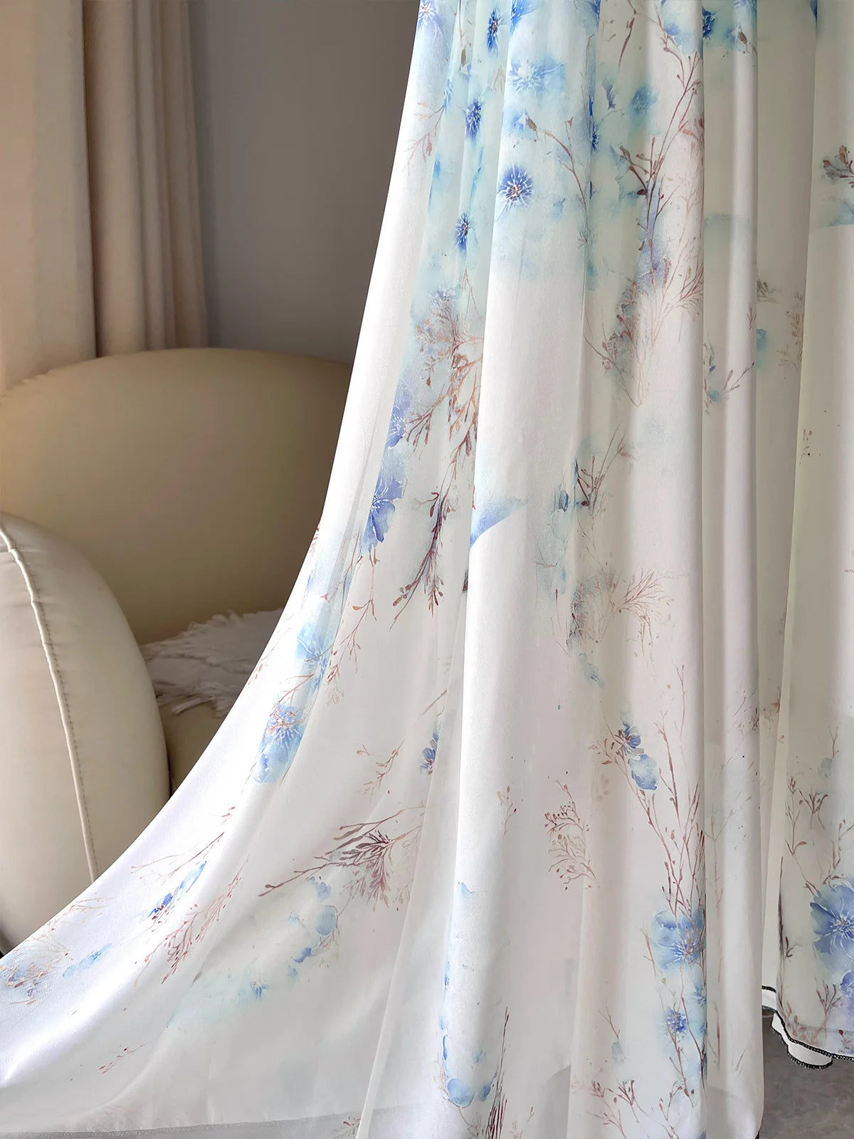 Blue Blossom Chiffon Maxi Dress