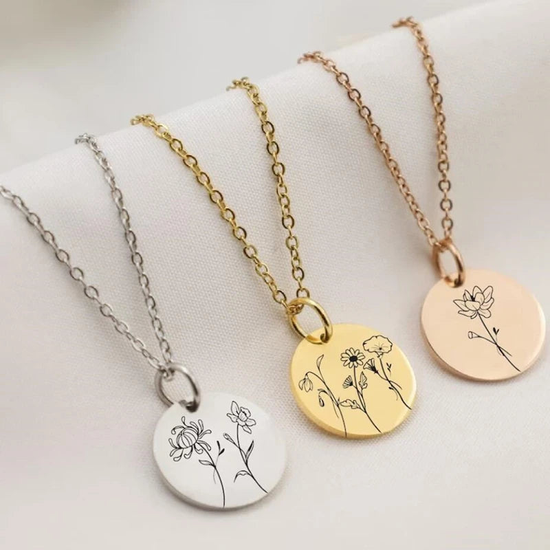 Minimalist Floral Medallion Necklaces