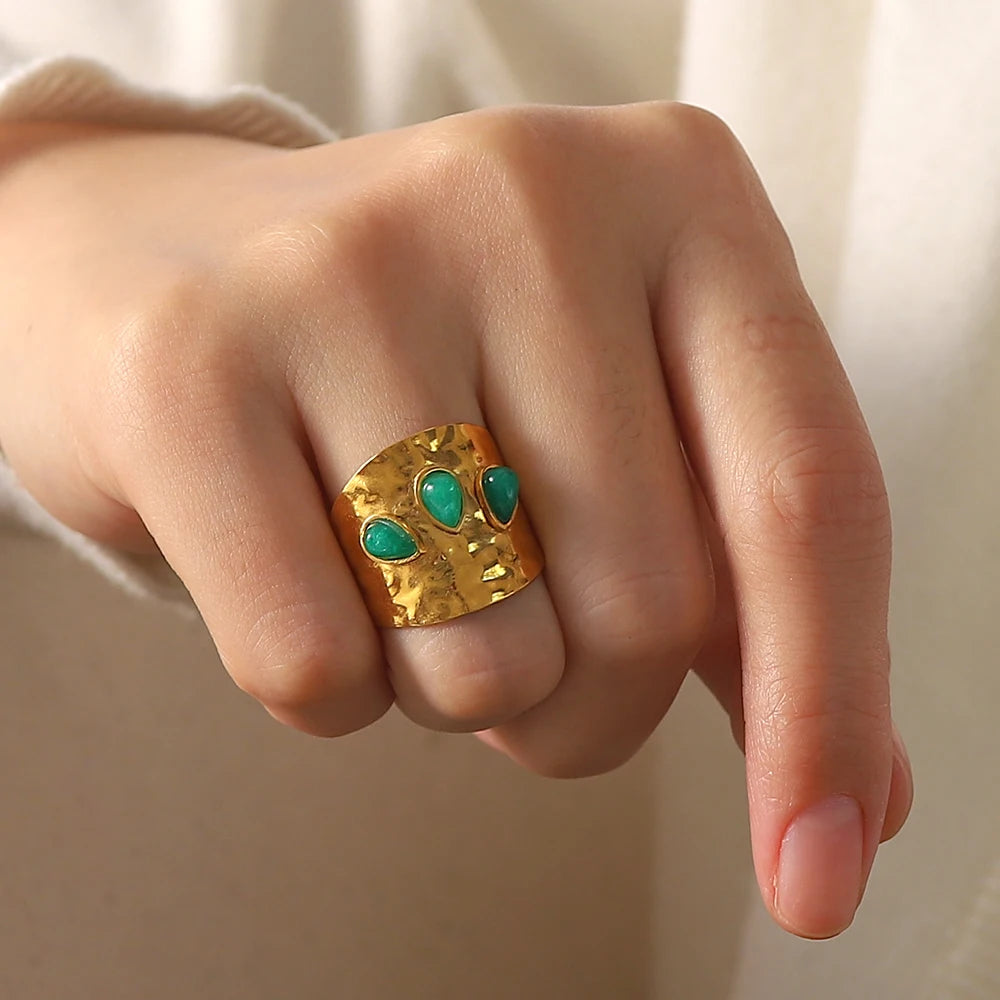 Boho Gemstone Statement Ring Set
