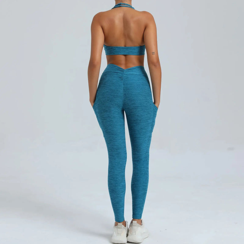 Halter Bra & Pocket Leggings Workout Set