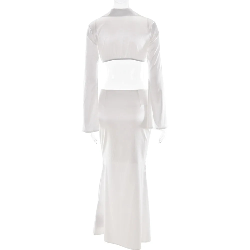 Satin Cutout Maxi Two-Piece Set