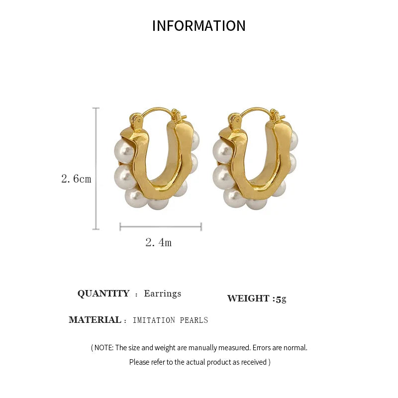 Pearl Accent Hoop Earrings