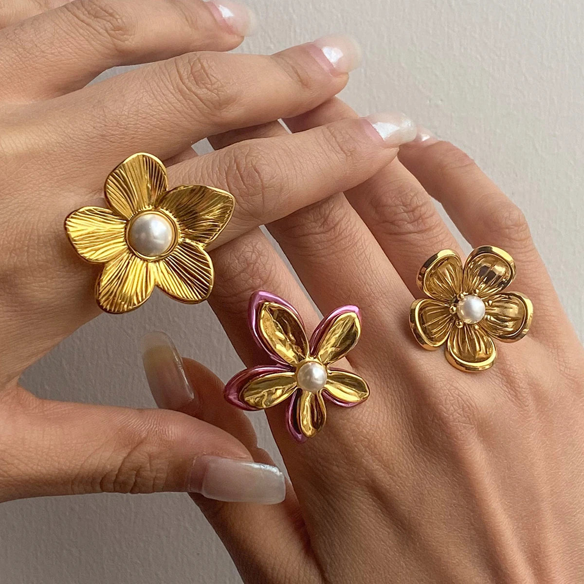 Pearl Petal Bloom Statement Ring