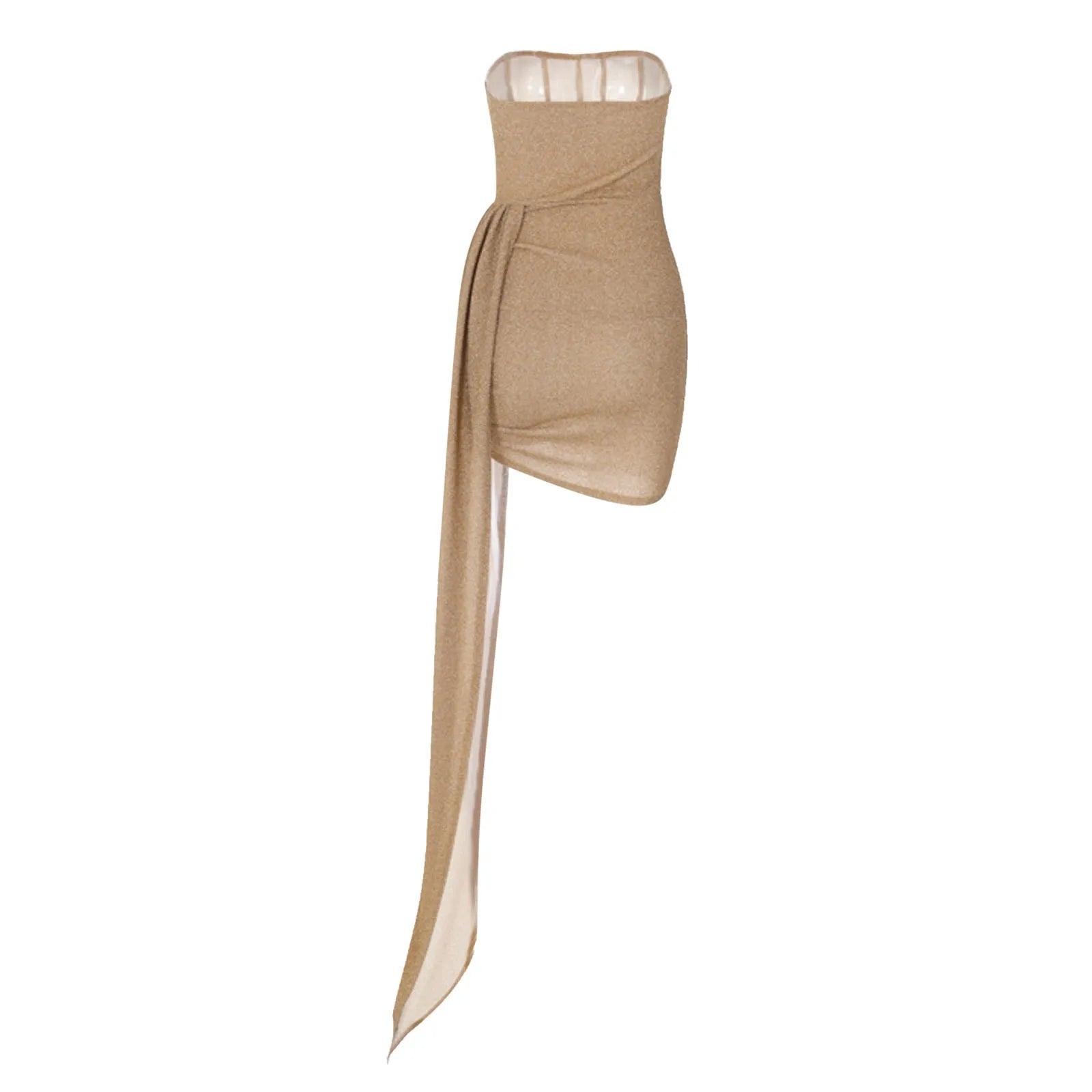 Strapless High-Slit Evening Dress