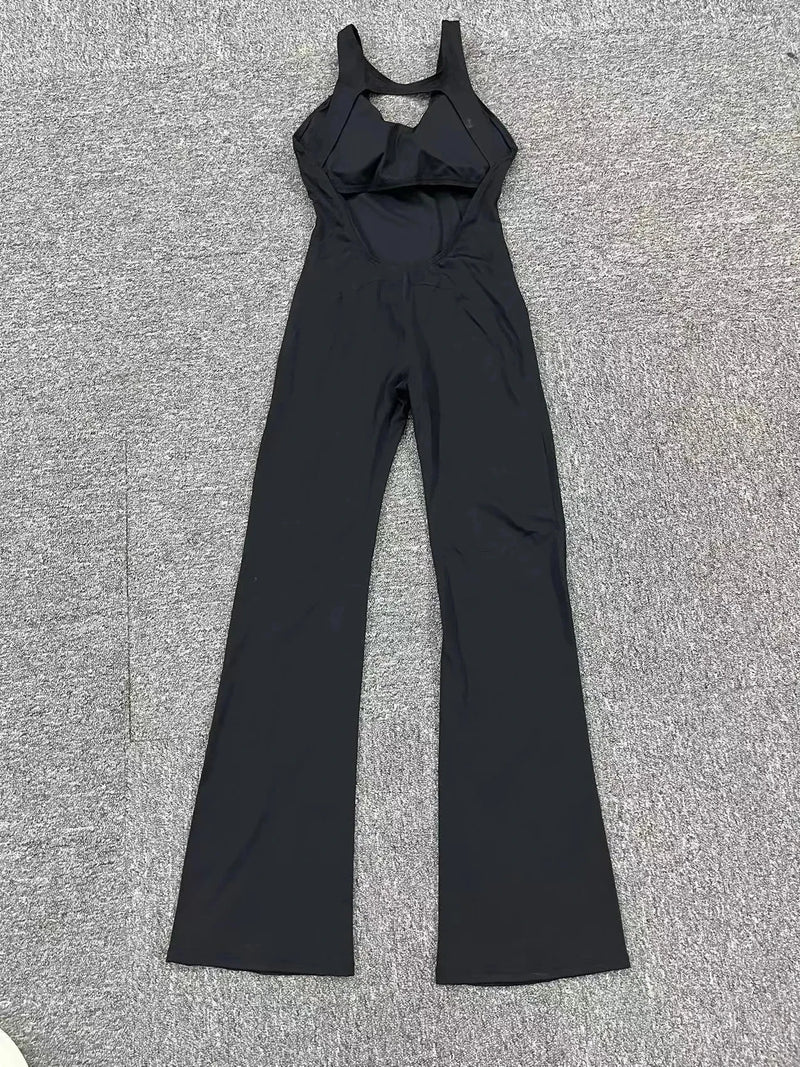 Open Back Flared Leg Jumpsuit