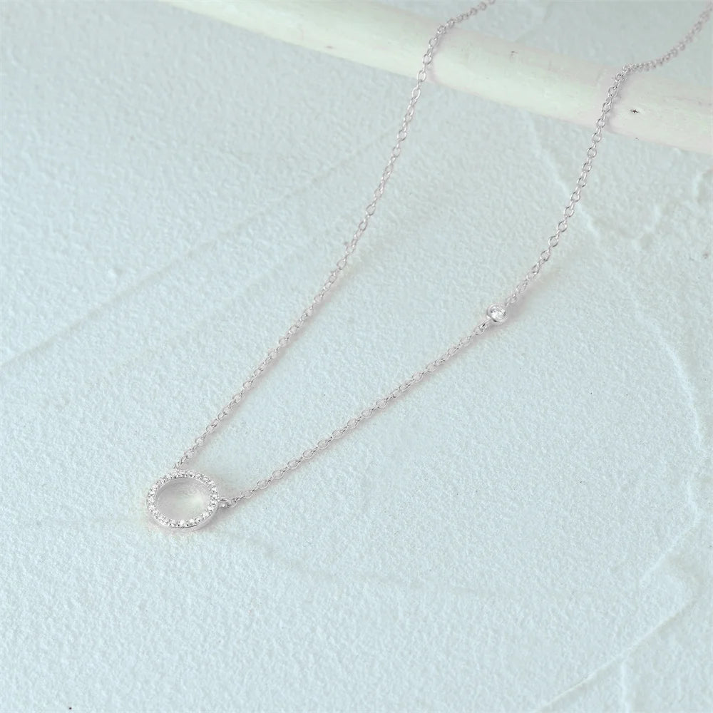 Dainty Circle Pavé Pendant Necklace