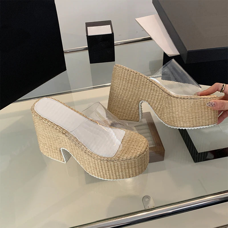 Woven Platform Slide Sandals
