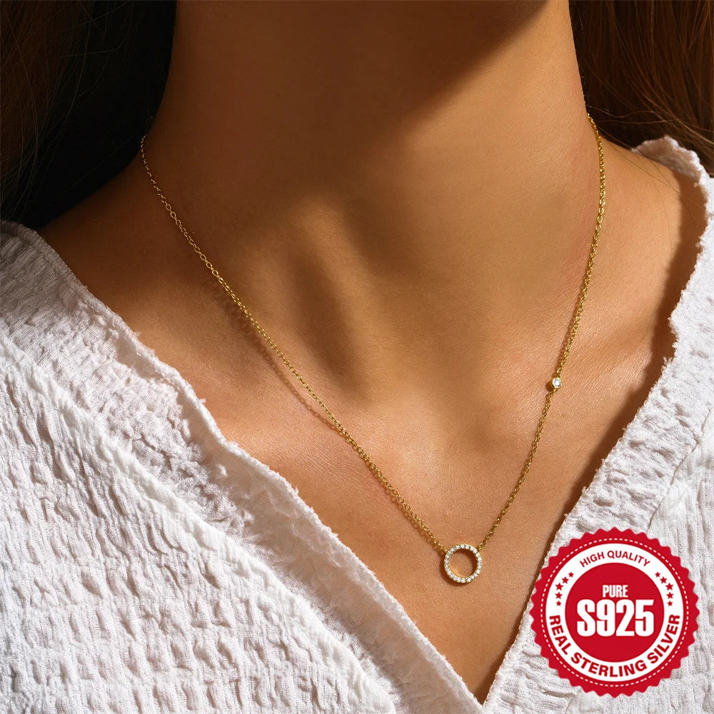 Dainty Circle Pavé Pendant Necklace
