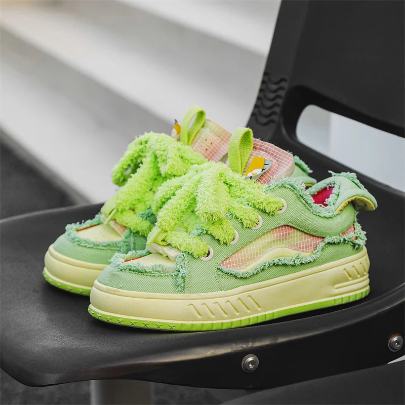 Fuzzy Lace Retro Sneakers