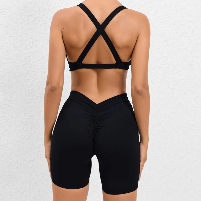 Crossover Bra & Shorts Gym Suit (2 pcs)