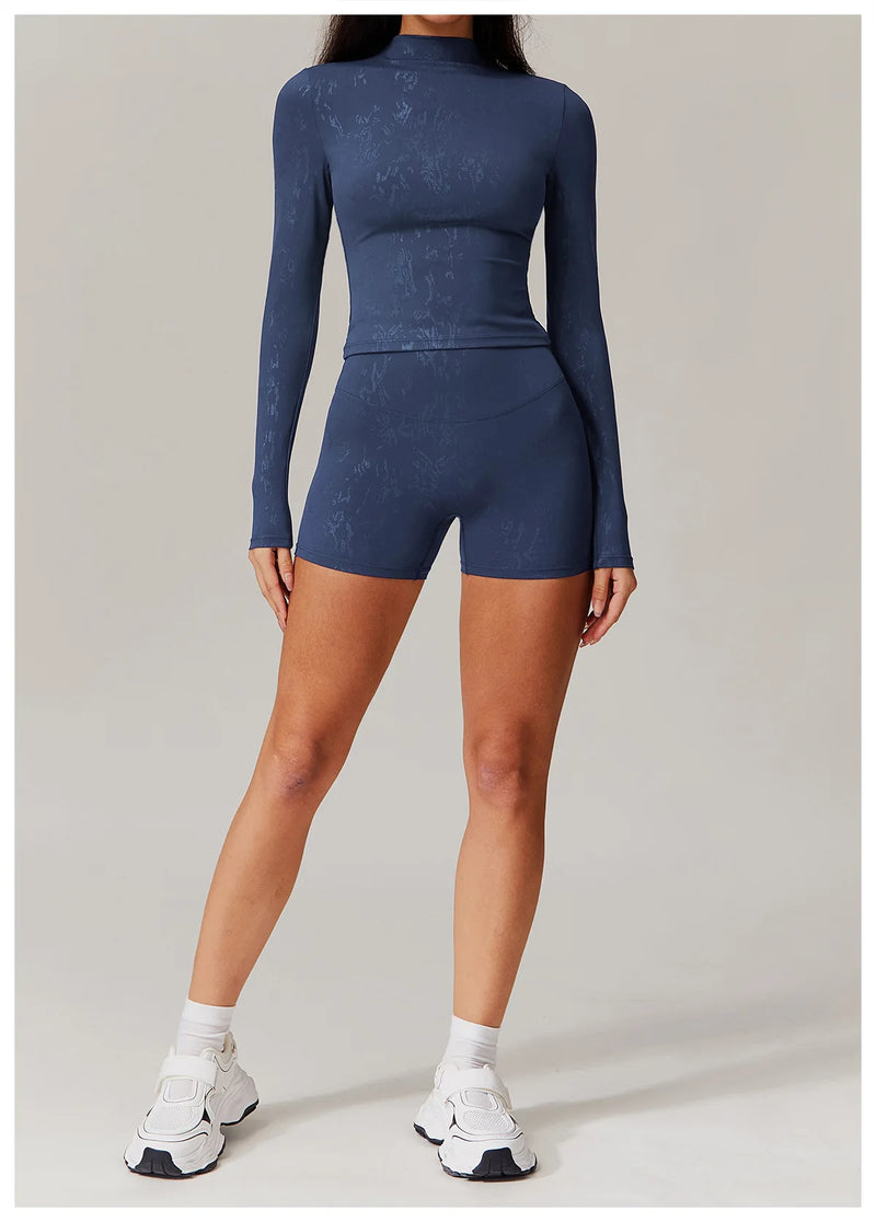 Long Sleeve Seamless Mock Neck Crop Top