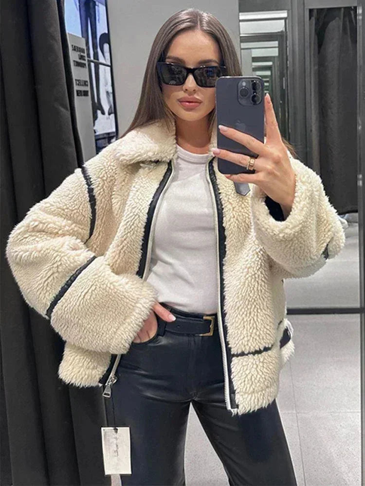 Faux Shearling Zip Jacket